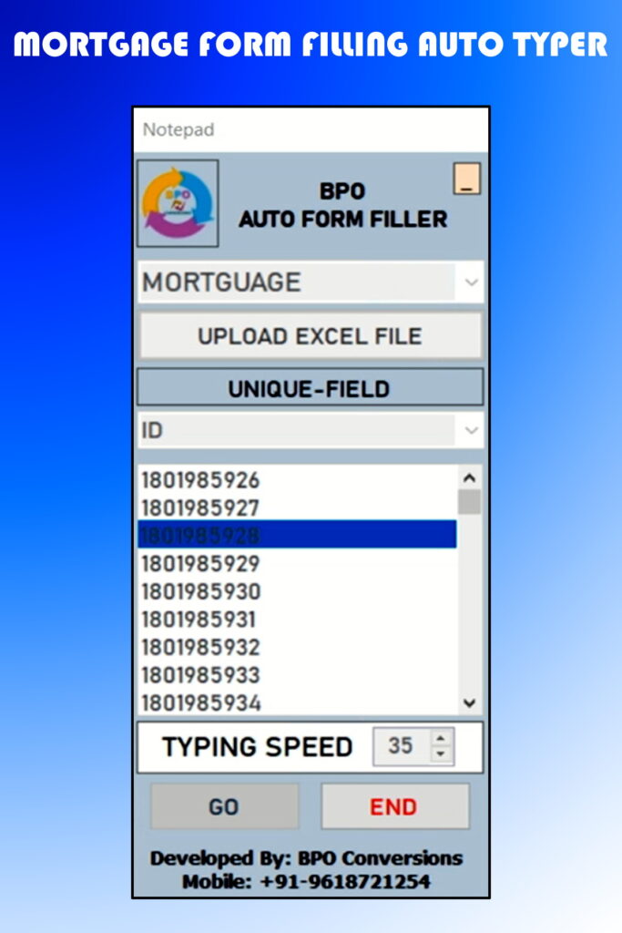 Mortgage Form Filling Auto Typer